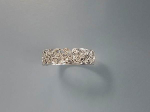 Floral Diamond Band Ring by Beverley K