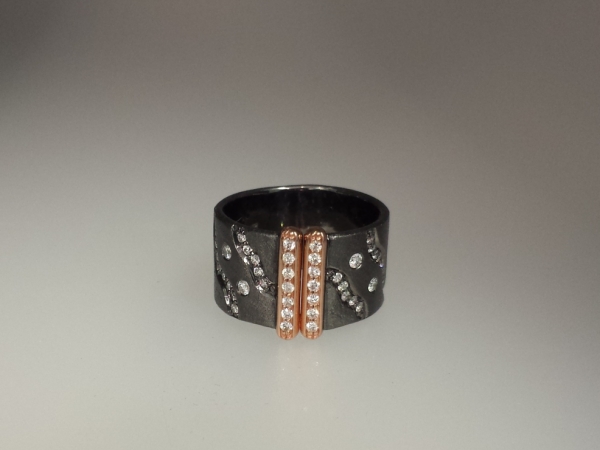 Black Rhodium Satin Cuff Ring by Makur