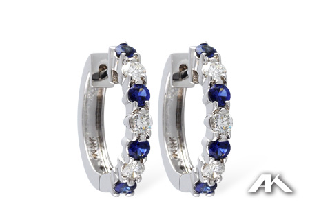 Sapphire & Diamond Huggies by Allison Kaufman