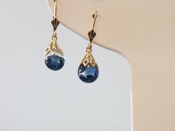 Hand Blown Glass Earrings w/ Sapphires by Carla Corporation