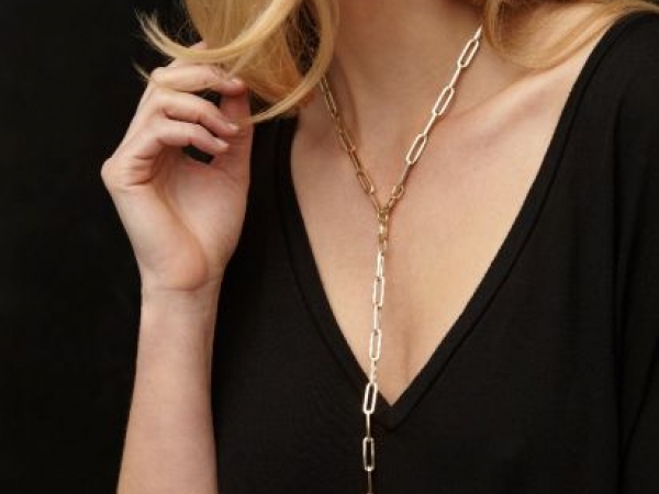 Gold Paperclip Link Necklace by Royal Chain