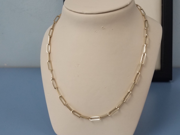 14k Yellow Gold Paperclip Link Necklace by Royal Chain