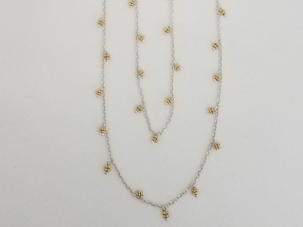 Sterling Silver Necklace w/ Gold Plated Drops by Tashka by Beatrice