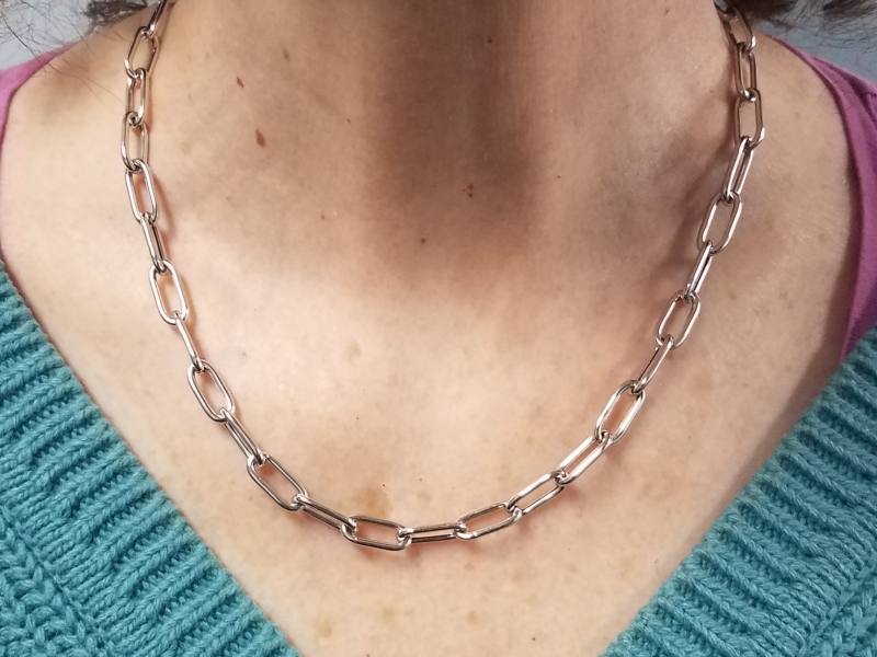 Silver Paperclip Necklace by Royal Chain