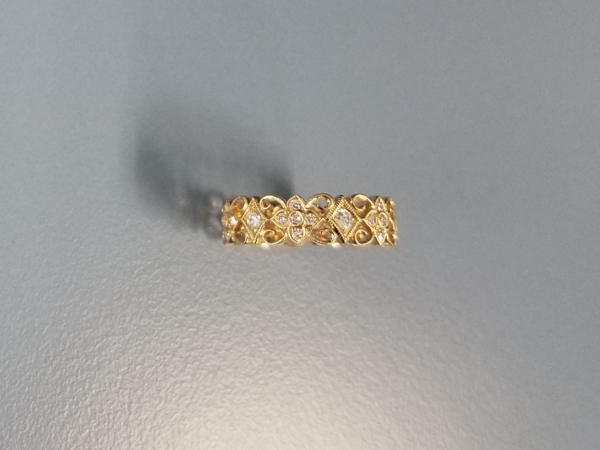 18k Gold Floral Openwork Eternity Band by Beverley K