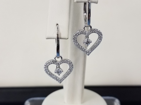 Diamond Heart Drop Earrings by Cherie Dori