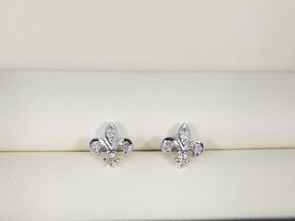 Fleur De Lis Diamond Earrings by Beverley K