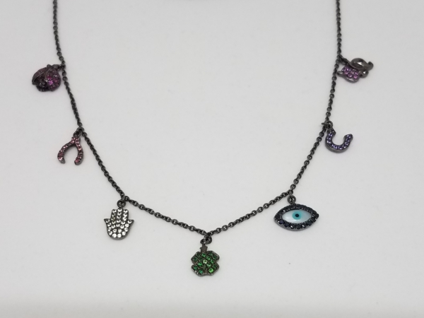 Sterling Silver & Sapphires Lucky Charms Necklace by Tashka by Beatrice