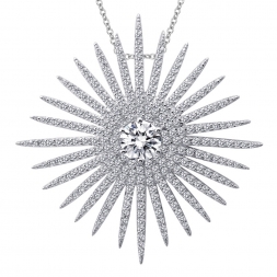Sterling Silver & Simulated Diamonds Sunburst Necklace by Lafonn Jewelry