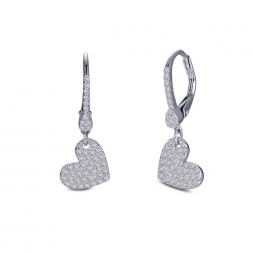 Sterling Silver Heart Charm Dangle Earrings by Lafonn Jewelry